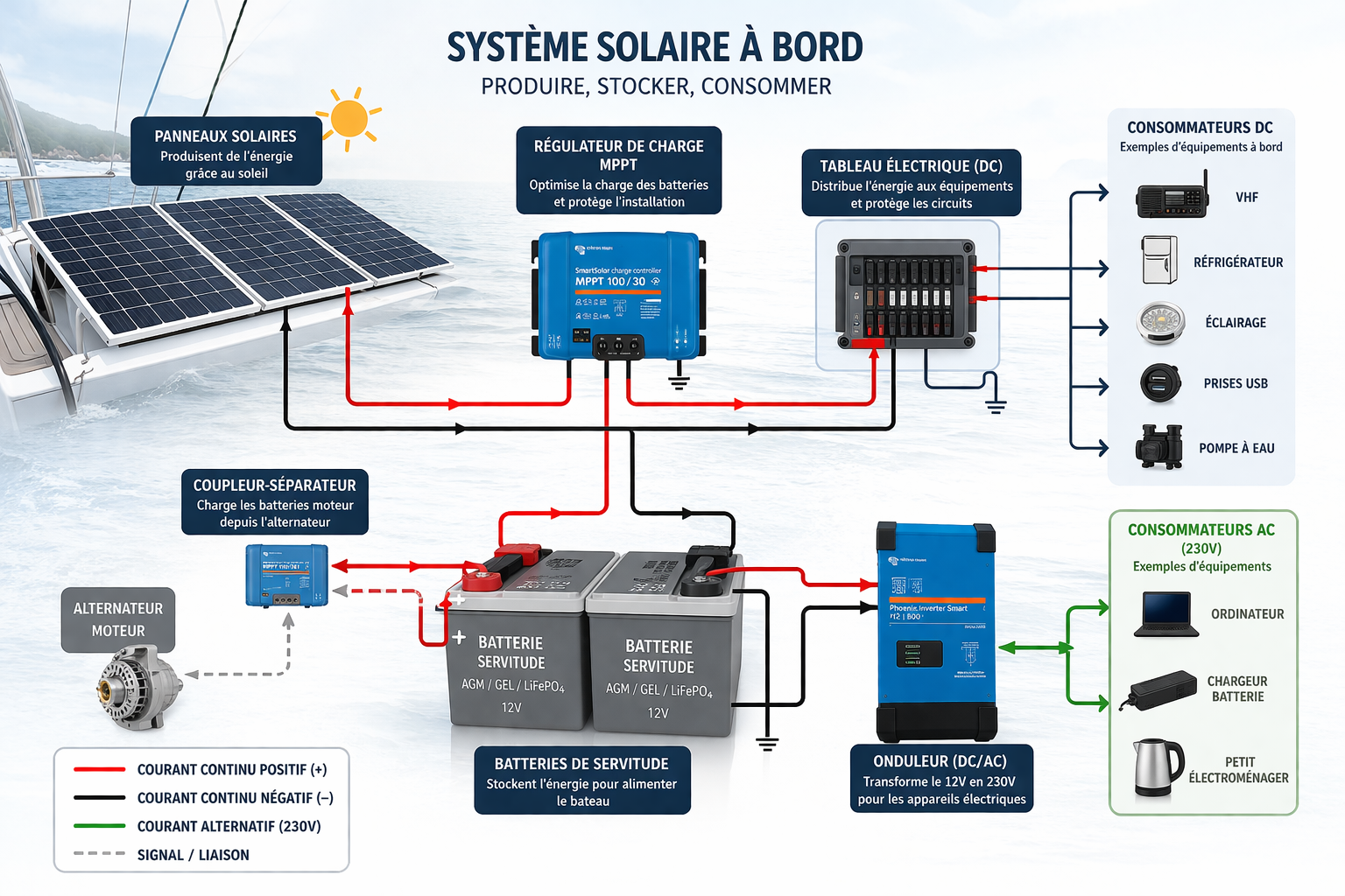 Electricidad a Bordo: Baterías, Paneles Solares y Alternador